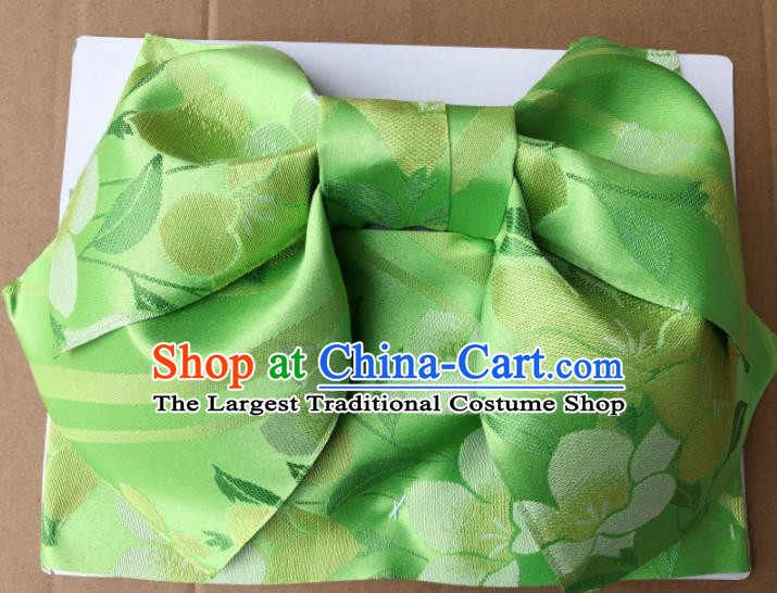 Japanese Traditional Green Bowknot Yukata Waistband Asian Japan Handmade Kimono Belts for Women