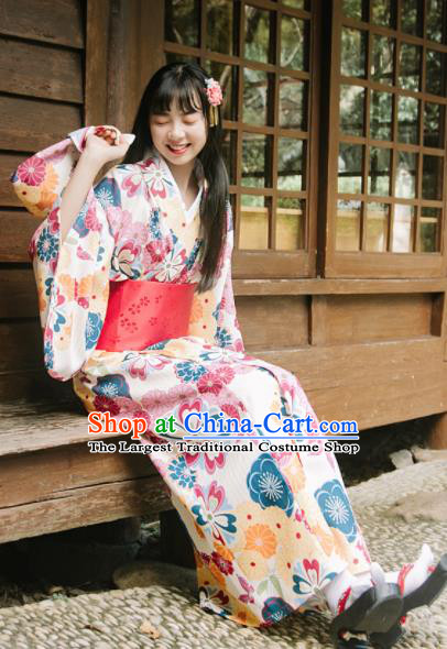 Traditional Japanese Classical Printing Kimono Asian Japan Costume Geisha Yukata Dress for Women