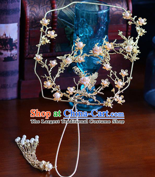 Traditional Chinese Ancient Crane Palace Fans Handmade Wedding Accessories Fans for Women