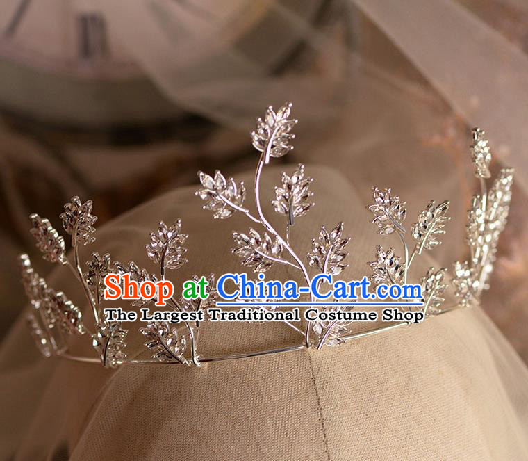 Handmade Wedding Hair Accessories Baroque Bride Leaf Royal Crown for Women