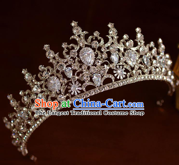 Handmade Wedding Hair Accessories Baroque Bride Zircon Royal Crown for Women