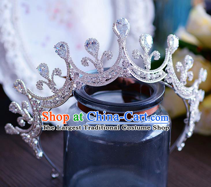 Handmade European Wedding Hair Accessories Baroque Queen Crystal Royal Crown for Women