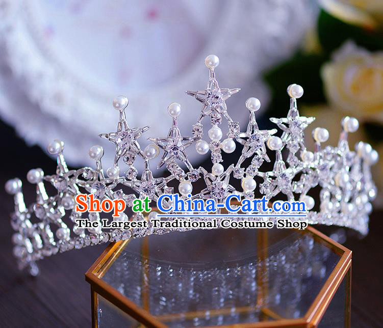 Handmade Baroque Queen Crystal Royal Crown European Wedding Hair Accessories for Women