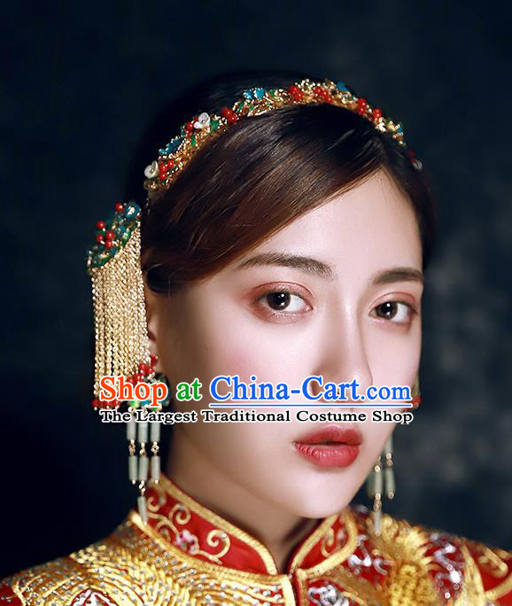 Traditional Chinese Ancient Hanfu Cloisonne Hair Clasp Bride Hairpins Handmade Wedding Hair Accessories for Women