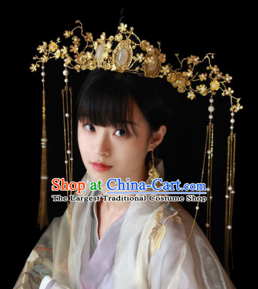 Traditional Chinese Ancient Bride Opal Phoenix Coronet Hairpins Handmade Wedding Hair Accessories for Women