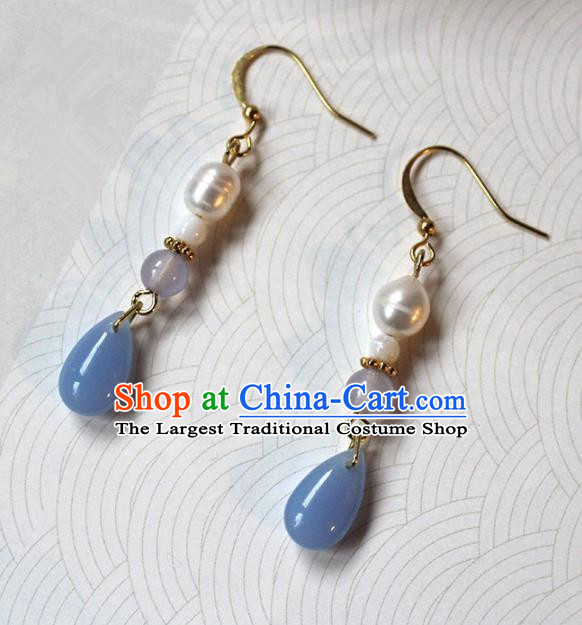 Traditional Chinese Ancient Princess Pearls Earrings Handmade Hanfu Jewelry Accessories for Women