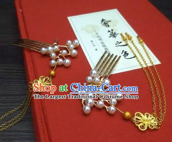 Traditional Chinese Ancient Queen Hanfu Tassel Hair Combs Hairpins Handmade Wedding Hair Accessories for Women