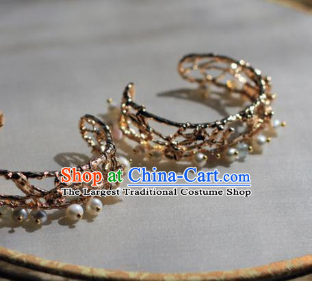 Traditional Chinese Ancient Princess Golden Bracelet Handmade Hanfu Accessories for Women