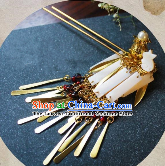 Chinese Ancient Hanfu Shell Tassel Hair Clip Princess Hairpins Traditional Handmade Hair Accessories for Women