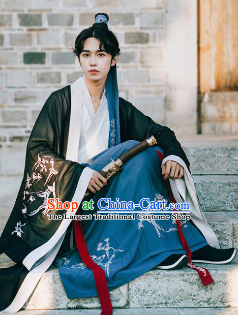 Chinese Traditional Jin Dynasty Scholar Historical Costume Ancient Nobility Childe Embroidered Clothing for Men