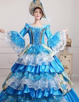 Handmade Halloween Fancy Ball Costume Stage Show Modern Fancywork Cosplay Mermaid Blue Full Dress for Women