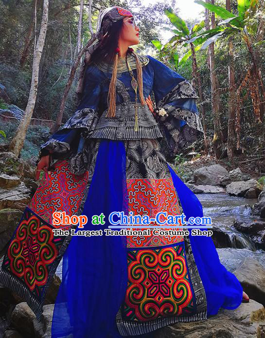 Chinese National Miao Nationality Bandhnu Clothing Traditional Ethnic Costume for Women