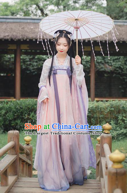 Chinese Traditional Ancient Peri Hanfu Dress Tang Dynasty Court Princess Historical Costume for Women