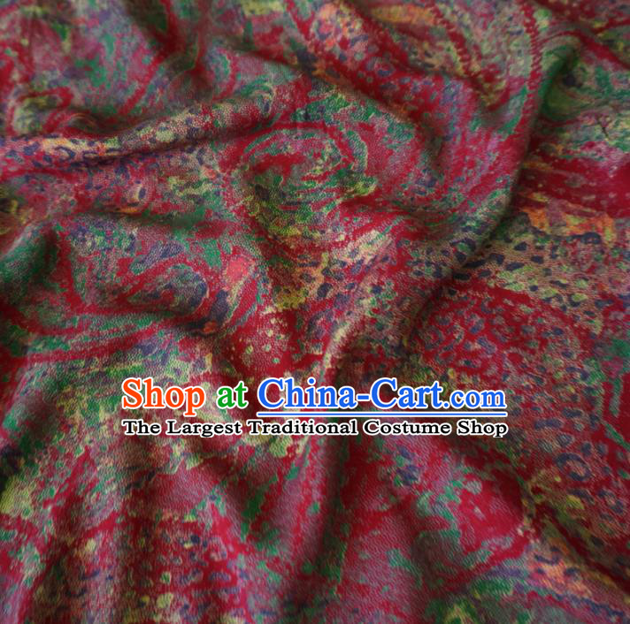 Asian Chinese Traditional Pattern Red Watered Gauze Cheongsam Silk Fabric Chinese Fabric Material