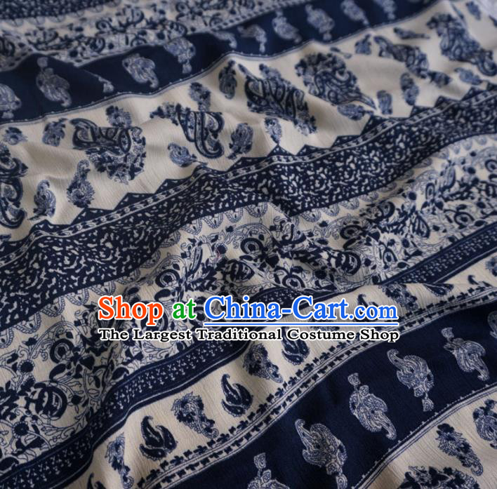 Asian Chinese Traditional Pattern Design Navy Watered Gauze Cheongsam Silk Fabric Chinese Fabric Material