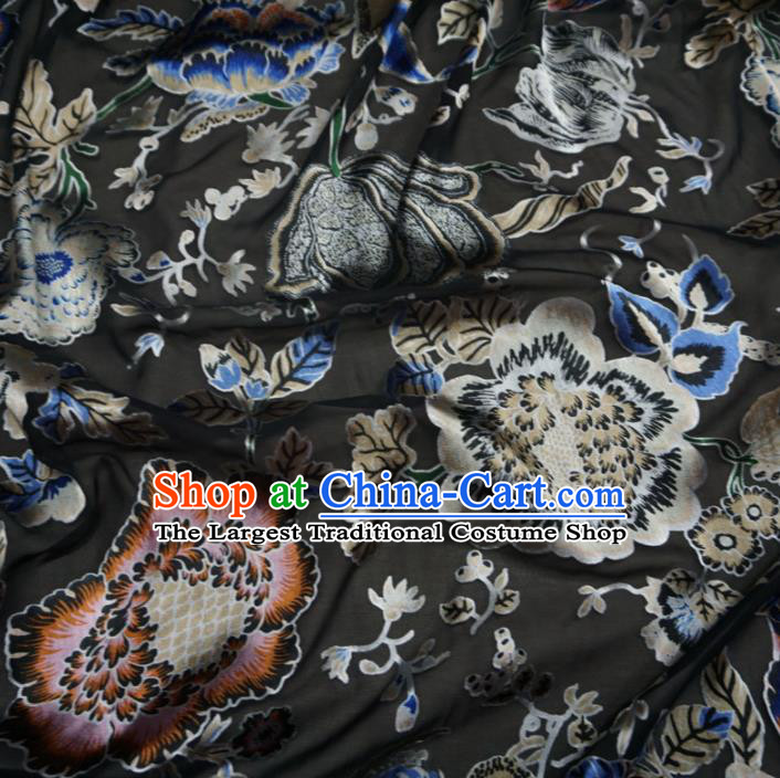 Asian Chinese Traditional Pattern Design Black Watered Gauze Cheongsam Silk Fabric Chinese Fabric Material