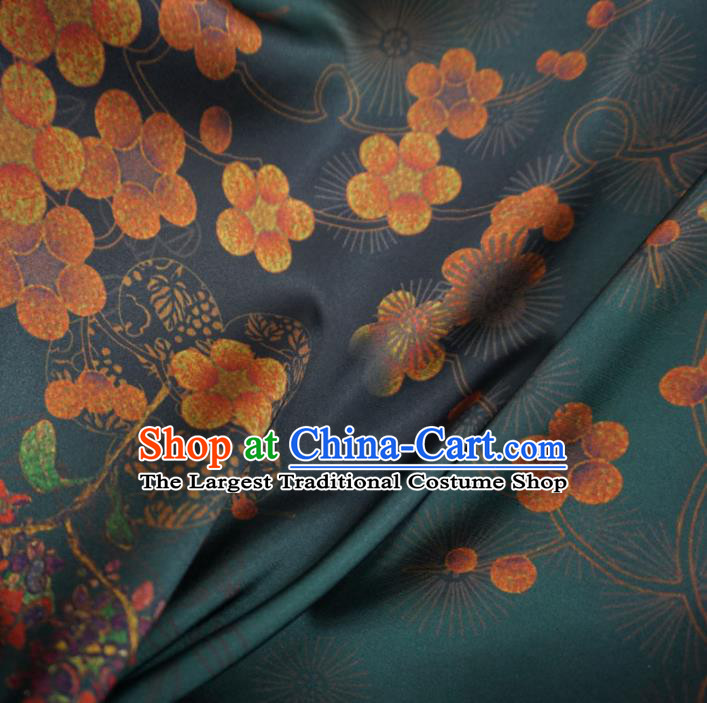 Asian Chinese Traditional Plum Blossom Pattern Design Green Watered Gauze Cheongsam Silk Fabric Chinese Fabric Material