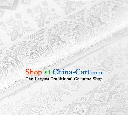 Asian Chinese Traditional Royal Pattern White Brocade Cheongsam Silk Fabric Chinese Satin Fabric Material