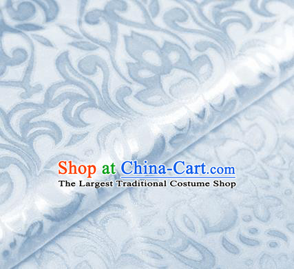 Asian Chinese Traditional Royal Lotus Pattern Light Blue Brocade Cheongsam Silk Fabric Chinese Satin Fabric Material