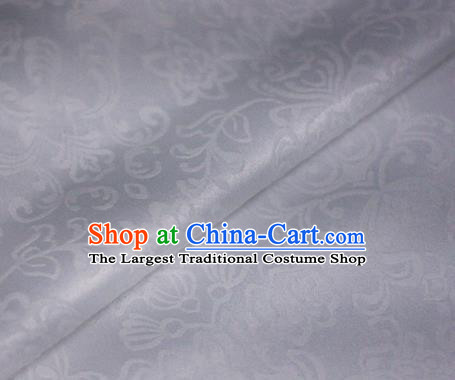 Asian Chinese Traditional Twine Grass Pattern White Brocade Cheongsam Silk Fabric Chinese Satin Fabric Material