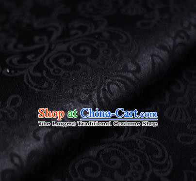 Asian Chinese Traditional Twine Grass Pattern Black Brocade Cheongsam Silk Fabric Chinese Satin Fabric Material