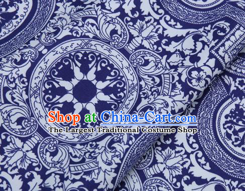 Chinese Classical Pattern Blue Brocade Cheongsam Silk Fabric Chinese Traditional Satin Fabric Material