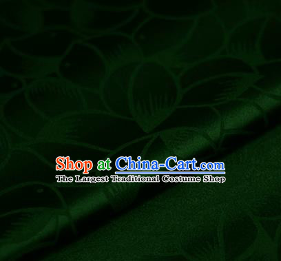 Chinese Classical Petals Pattern Design Green Brocade Satin Cheongsam Silk Fabric Chinese Traditional Satin Fabric Material