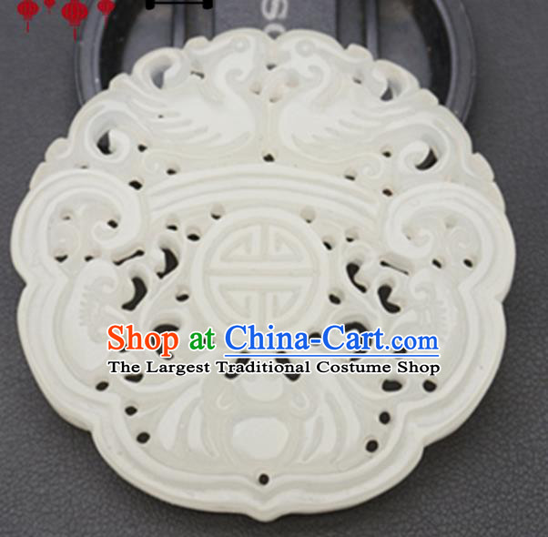 Handmade Chinese Jade Carving Mandarin Duck Pendant Traditional Jade Craft Jewelry Accessories