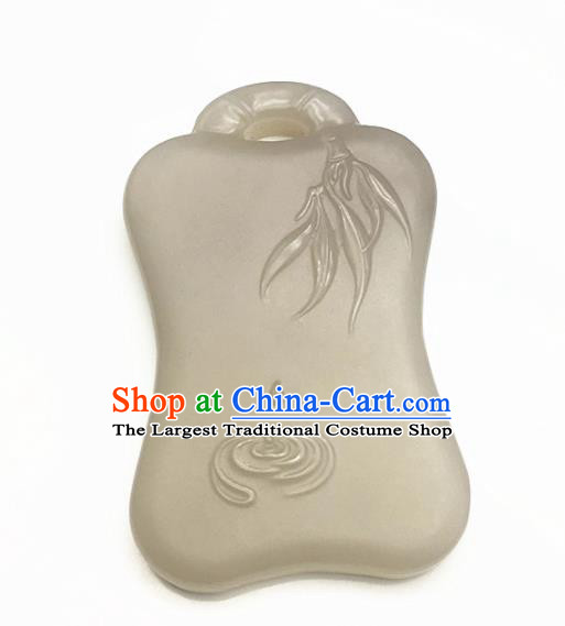 Chinese Handmade Jade Craft Carving Bamboo Jade Jewelry Accessories Jade Necklace Pendant