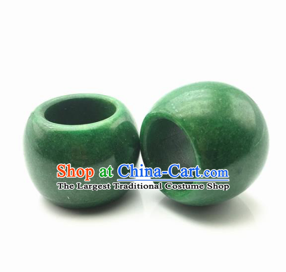 Chinese Handmade Ancient Green Jade Rings Traditional Jade Thimble Jewelry Accessories for Women for Men