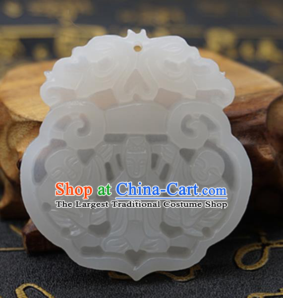 Chinese Handmade Carving Avalokitesvara Jade Pendant Jewelry Accessories Ancient Traditional Jade Craft Decoration