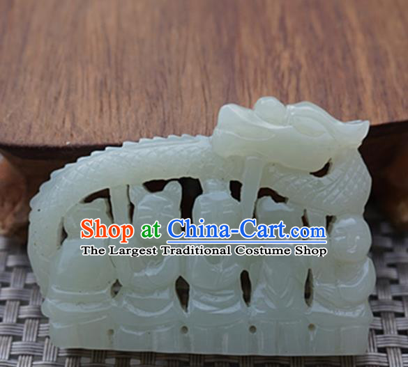 Chinese Handmade Carving Character Jade Pendant Jewelry Accessories Ancient Traditional Jade Craft Decoration