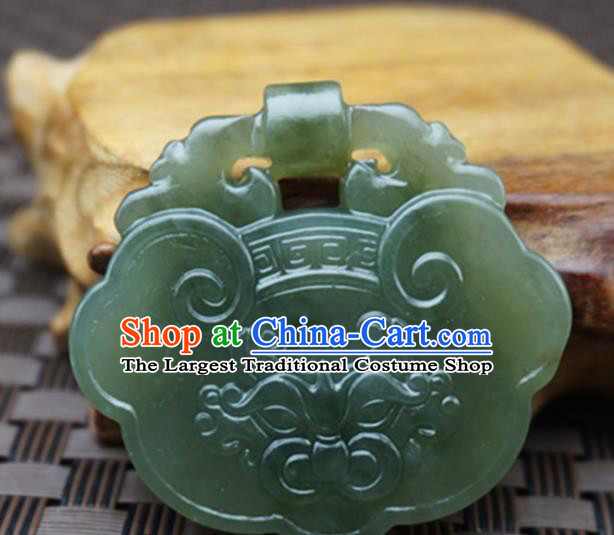 Chinese Handmade Carving Beast Longevity Lock Jade Pendant Jewelry Accessories Ancient Traditional Jade Craft Decoration