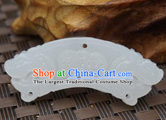 Chinese Handmade Carving White Jade Pendant Jewelry Accessories Ancient Traditional Jade Craft Decoration