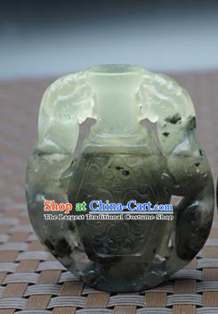 Chinese Handmade Carving Vase Jade Pendant Jewelry Accessories Ancient Traditional Jade Craft Decoration