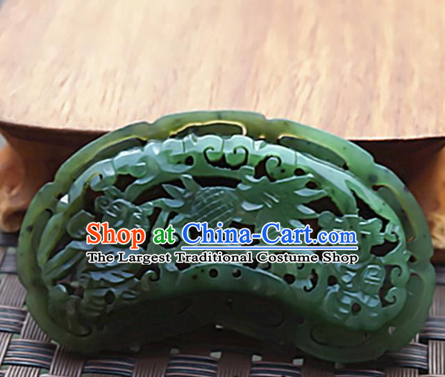 Chinese Handmade Green Jade Carving Children Pendant Jewelry Accessories Ancient Traditional Jade Craft Decoration