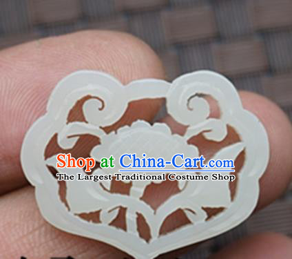 Chinese Ancient Wedding Accessories Carving Peony Jade Pendant Traditional Handmade Jade Craft Jewelry Decoration