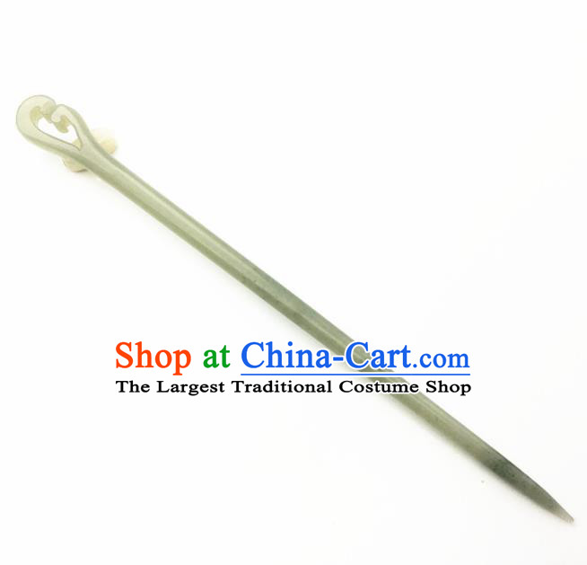 Handmade Chinese Jade Carving Hair Clip Ancient Swordsman Jade Hairpins Hair Accessories for Women for Men