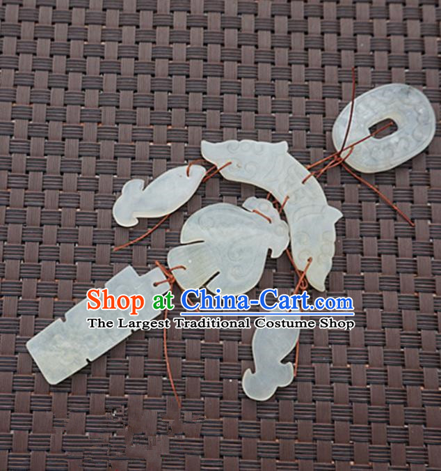 Handmade Chinese Carving Jade Waist Pendant Ancient Traditional Jade Craft Decoration