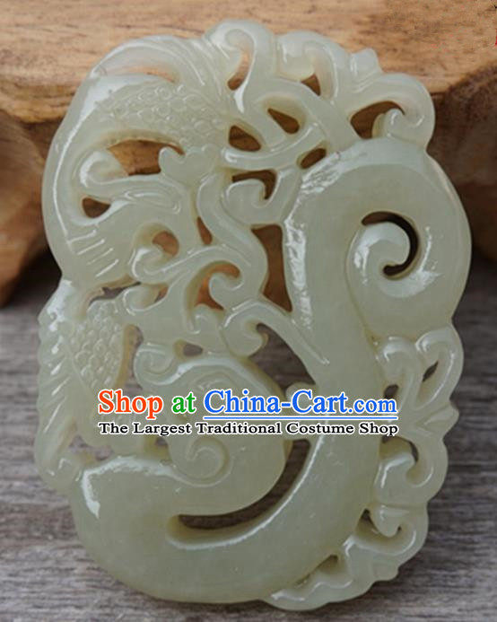 Handmade Chinese Carving Dragon Phoenix Jade Waist Pendant Ancient Traditional Jade Craft Decoration