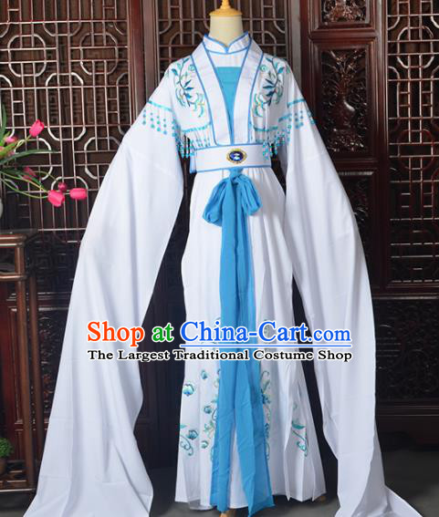 Handmade Chinese Beijing Opera White Costume Peking Opera Actress Dress for Women