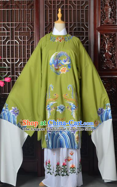 Handmade Chinese Beijing Opera Old Women Costume Peking Opera Actress Green Embroidered Dress for Women