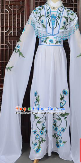 Handmade Chinese Beijing Opera Princess Costume Peking Opera Actress Embroidered White Dress for Women