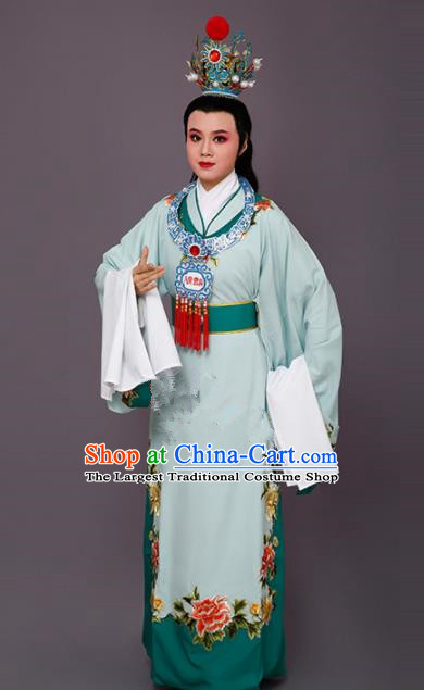 Handmade Chinese Beijing Opera Niche Green Costume Traditional Peking Opera Nobility Childe Clothing for Men