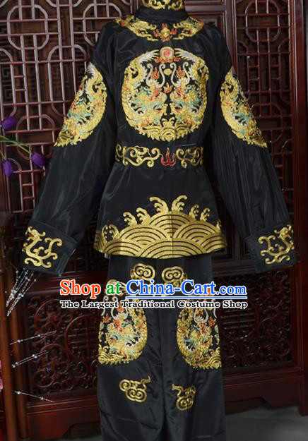 Handmade Chinese Beijing Opera Takefu Black Costume Traditional Peking Opera Soldier Clothing for Men