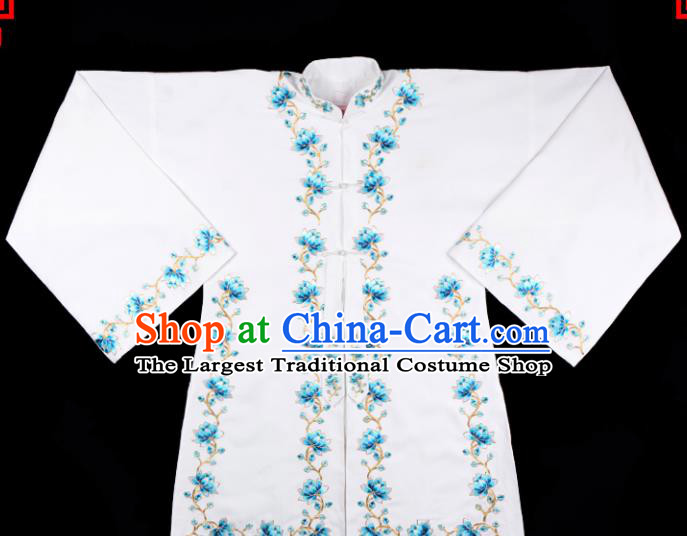 Handmade Chinese Beijing Opera Embroidered White Blouse Traditional Peking Opera Diva Costume for Women