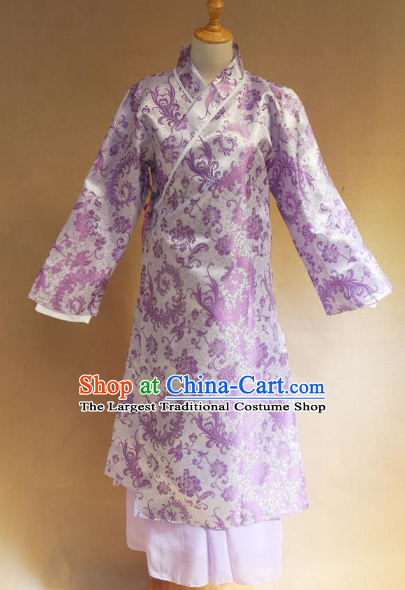 Traditional Chinese Ming Dynasty Young Lady Purple Hanfu Dress Ancient Maidservants Costume for Women