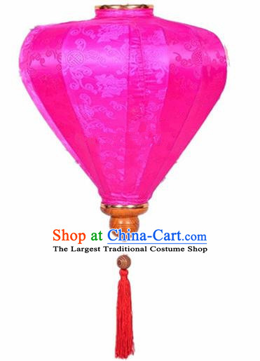 Chinese Traditional Lantern Handmade Rosy Silk Lanterns Ceiling Lamp New Year Lantern