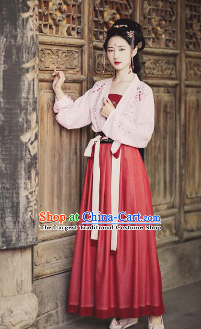 Ancient Chinese Tang Dynasty Nobility Lady Hanfu Dress Traditional Court Maid Embroidered Historical Costume for Women