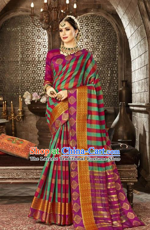 Asian India Traditional Sari Dress Indian Court Green Costume Bollywood Queen Clothing for Women